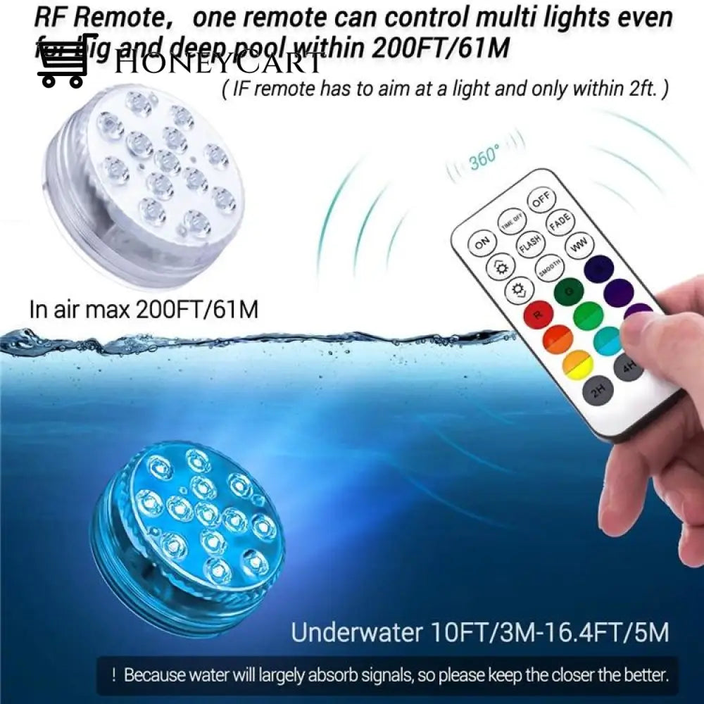 Diving Led Light 13Led With Remote Control Color Changing Waterproof Pool Underwater Decoration
