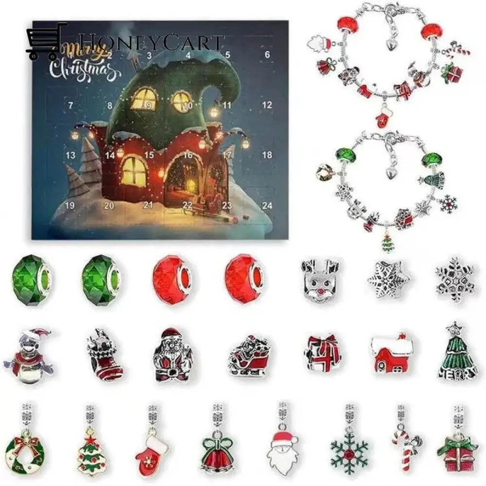 Diy 24 Days Christmas Countdown Calendar Bracelets Set Snowman