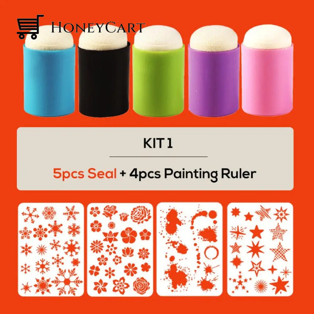 Diy Sponge Finger Painting Kit Toy Kids & Gifts