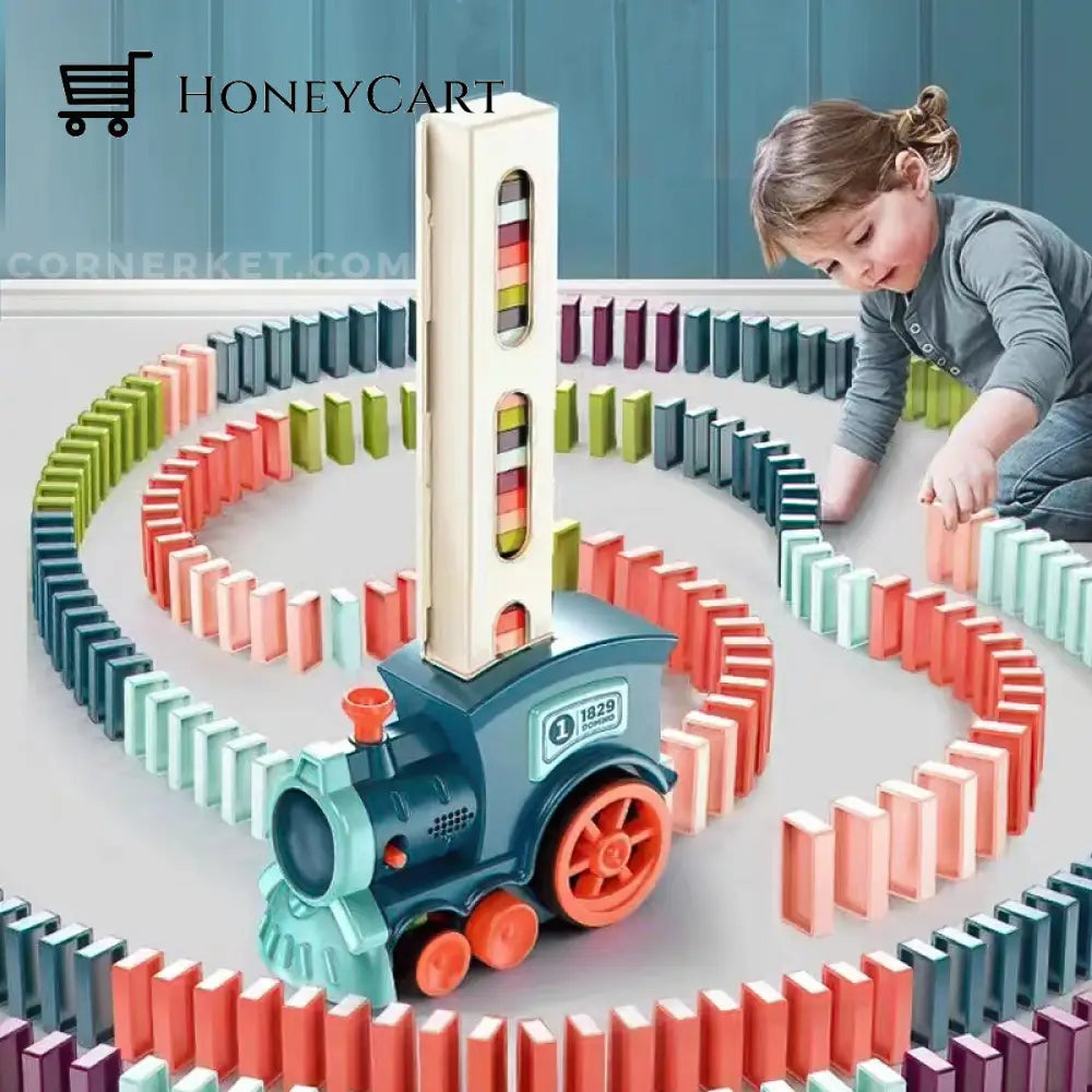 Domino Train Automatic Laying Domino Blocks Diy Toy Set Blue X60 Dominos Cars