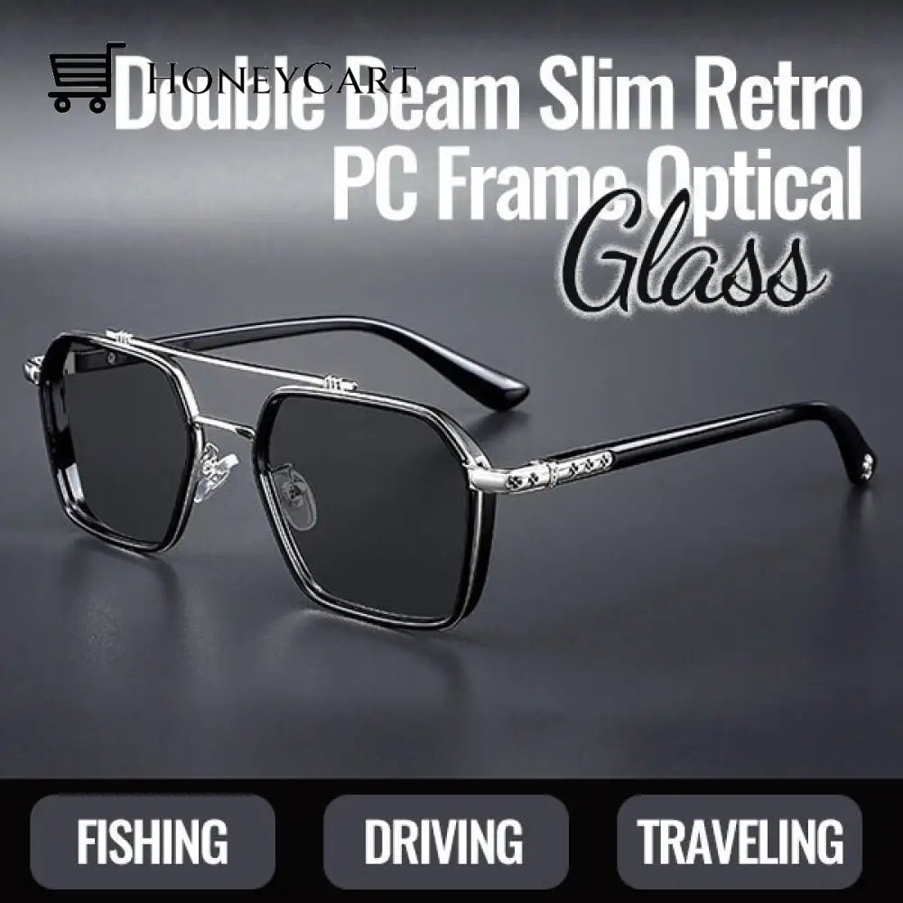 Double Beam Slim Retro Pc Frame Optical Glass