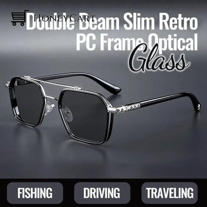 Double Beam Slim Retro Pc Frame Optical Glass
