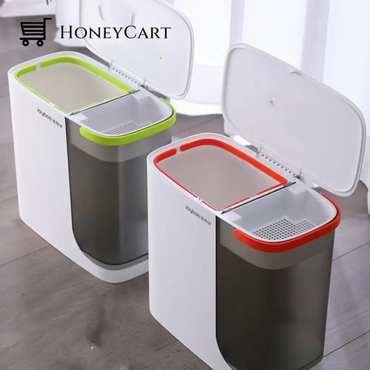 Double Compartment Trash Can Plastic