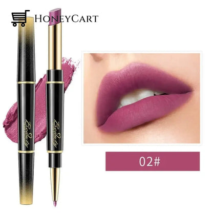 Double-Ended Lipstick Automatic Lip Liner Matte Waterproof Non-Fading Non-Stick Number 2 Lipstick