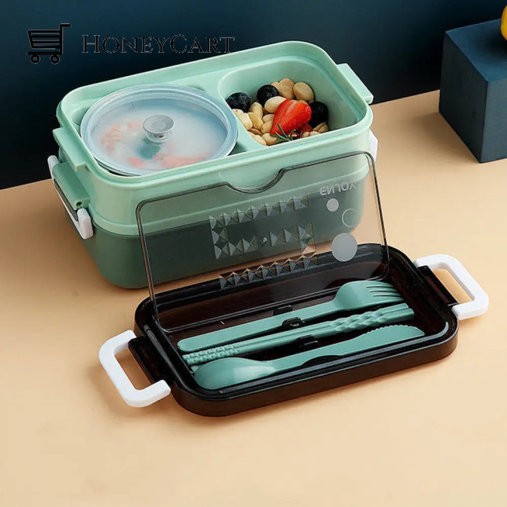 Double Layer Leak-Proof Soup Bowl Lunch Box Green Kitchen Tools & Utensils