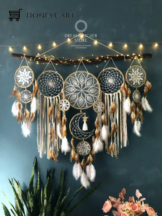 Dreamcatcher Moon And Stars Hanging Over The Bed Natural Color(Brown) Tool