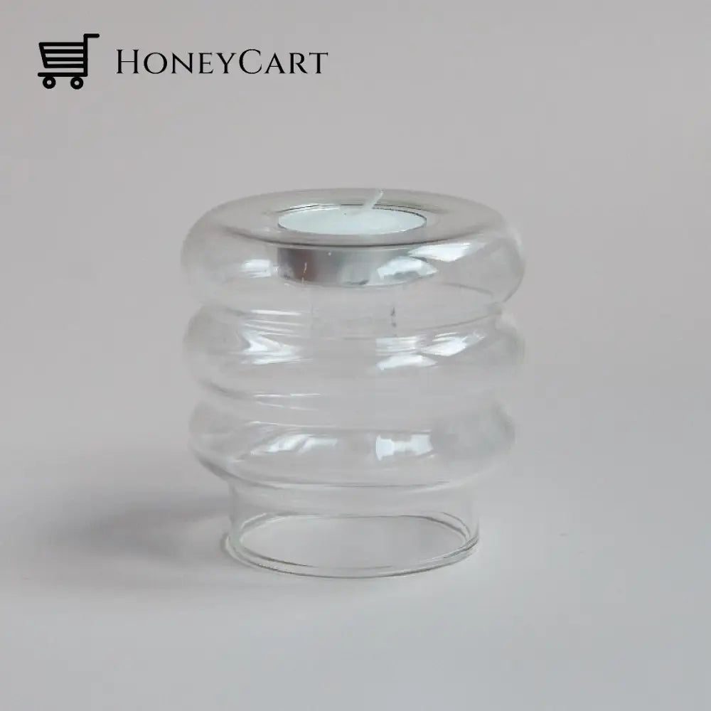 Dual Glass Spiral Candle Holder Clear Holders