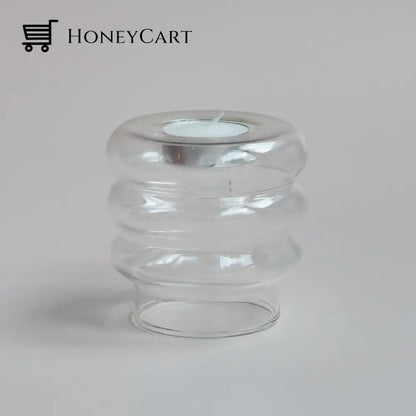 Dual Glass Spiral Candle Holder Clear Holders