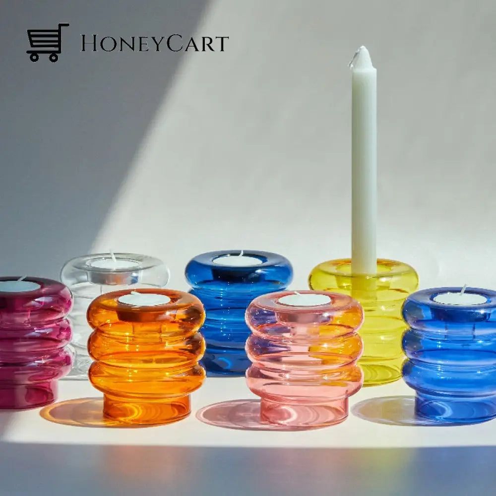 Dual Glass Spiral Candle Holder Holders