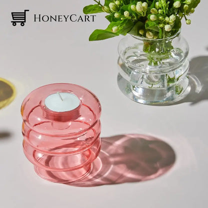 Dual Glass Spiral Candle Holder Holders