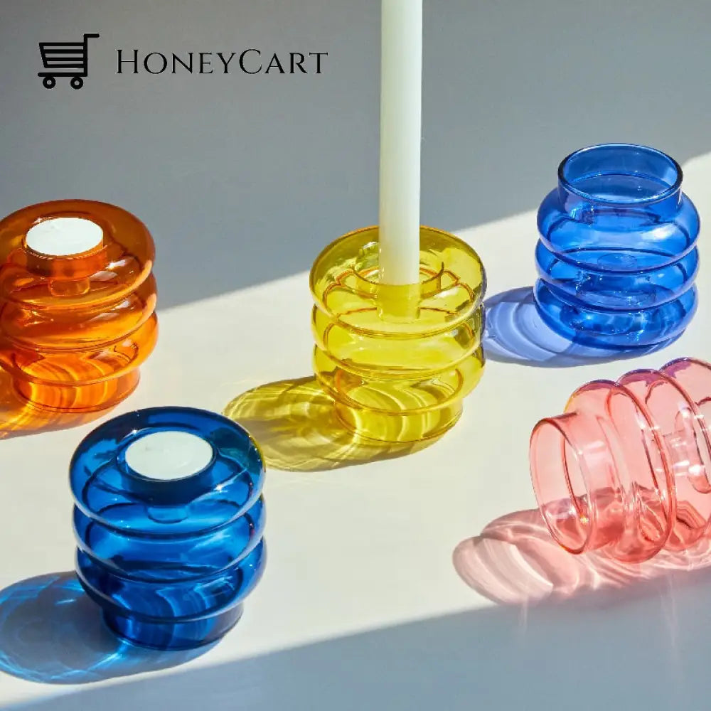 Dual Glass Spiral Candle Holder Holders