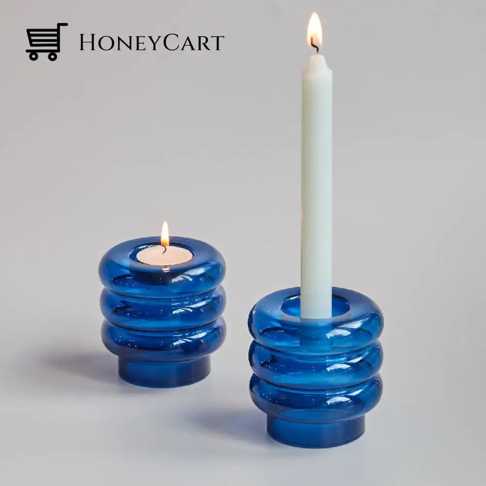 Dual Glass Spiral Candle Holder Holders