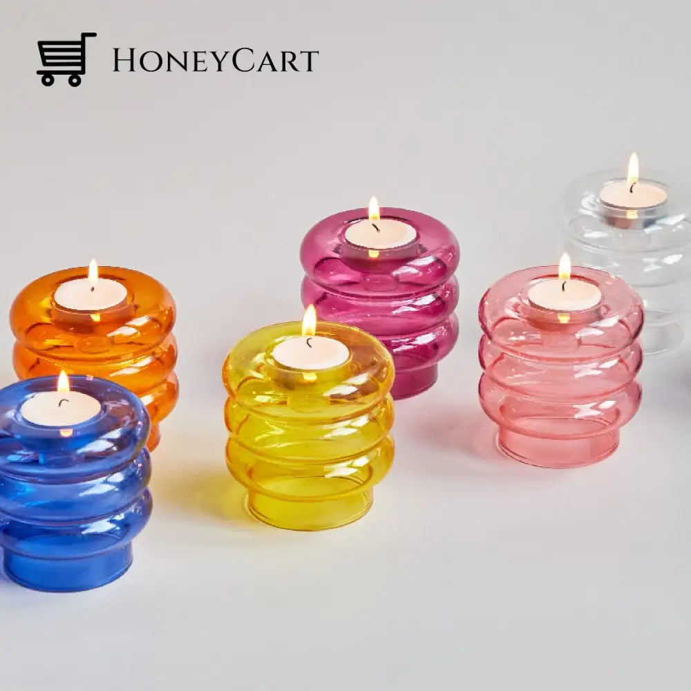 Dual Glass Spiral Candle Holder Holders