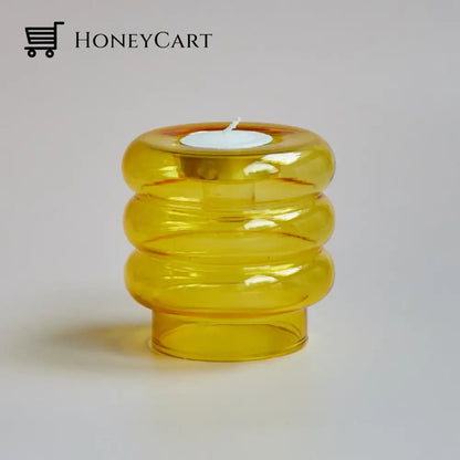 Dual Glass Spiral Candle Holder Lemon Holders