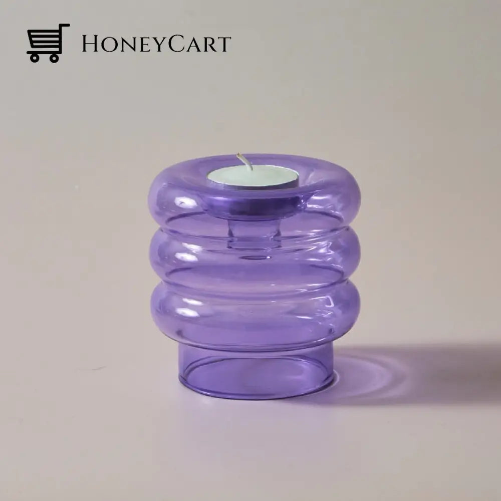 Dual Glass Spiral Candle Holder Lilac Holders