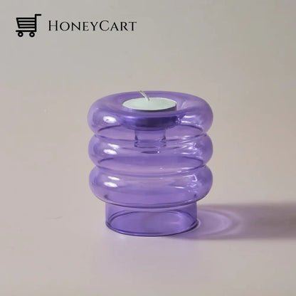 Dual Glass Spiral Candle Holder Lilac Holders