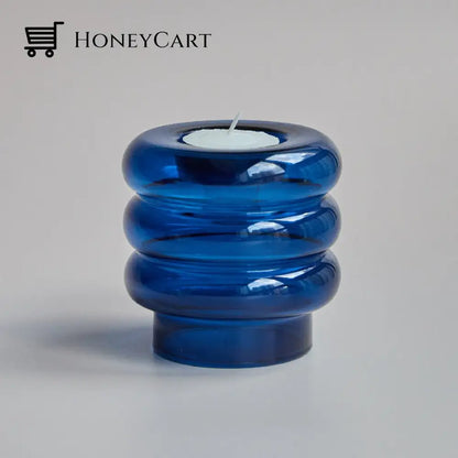 Dual Glass Spiral Candle Holder Ocean Blue Holders