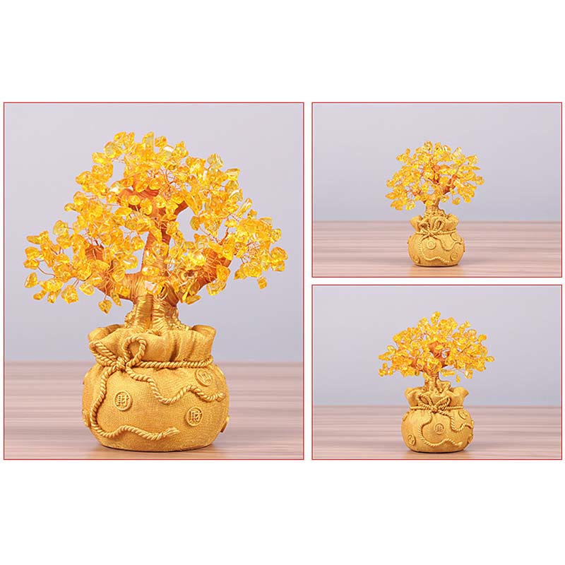 Natural Citrine Feng Shui Money Tree Gemstone Ornament