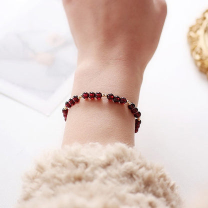 14K Gold Natural Garnet Calm Bracelet