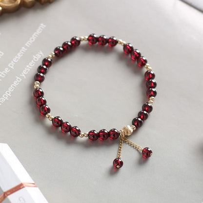 14K Gold Natural Garnet Calm Bracelet