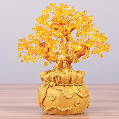 Natural Citrine Feng Shui Money Tree Gemstone Ornament