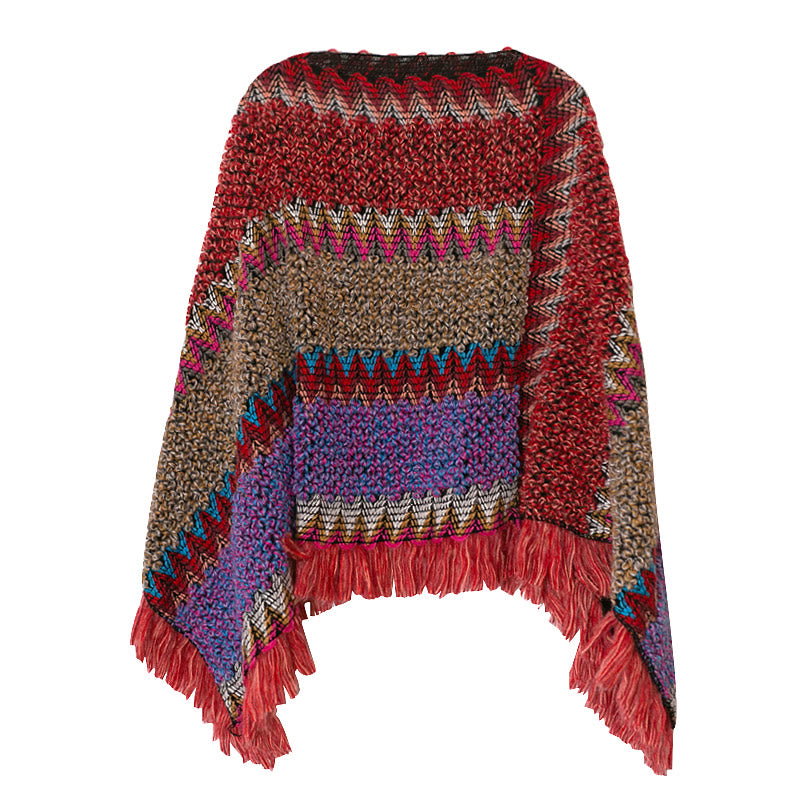 Tibetan Shawl Knitting Warm Cloak Tibetan Tassel Scarf