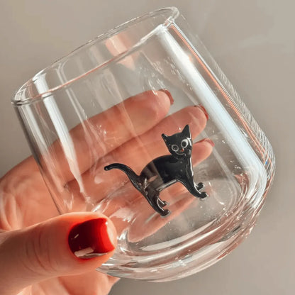 Handmade Murano Glass Cat Wine Glass