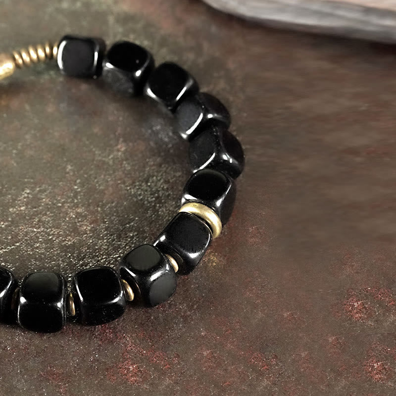 Black Obsidian Crystal Copper Power Couple Bracelet