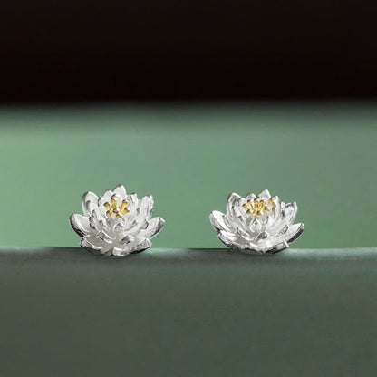 925 Sterling Silver Lotus Flower Balance Earrings