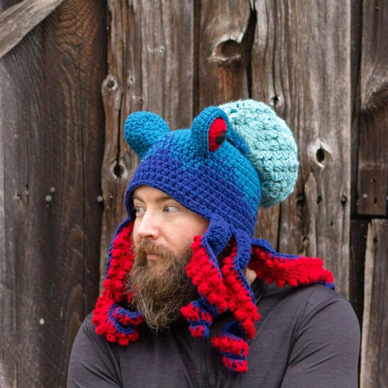 Warm Winter Knitted Octopus Hat