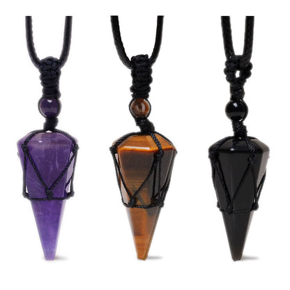 Natural Stone Pointed Pendant Necklace