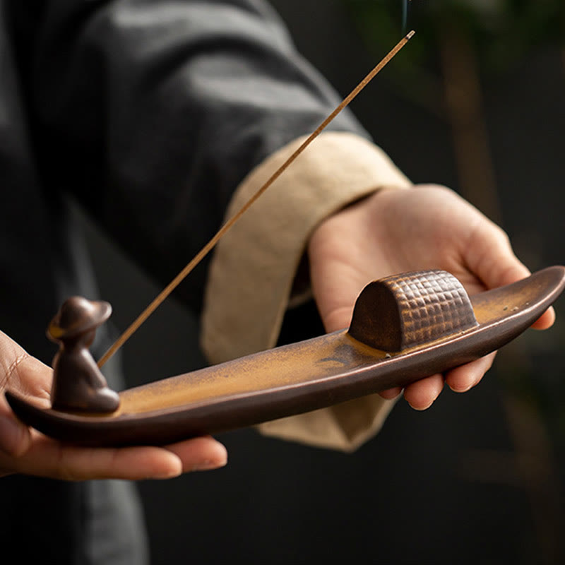 A Lonely Fisherman Ceramic Healing Incense Burner