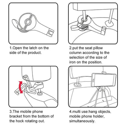 Universal Headrest Bracket Car Hook with Phone Holder