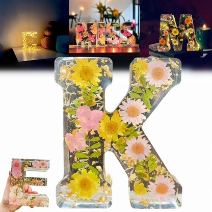 Resin Dried Flower Printed Letters LED Night Light