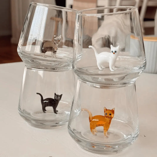 Handmade Murano Glass Cat Wine Glass