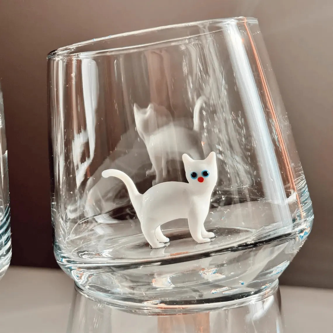 Handmade Murano Glass Cat Wine Glass