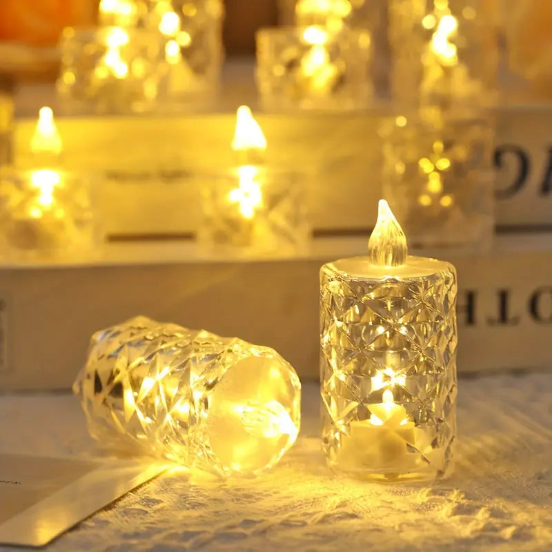 3pcs/SET Crystal Flameless Candle Light