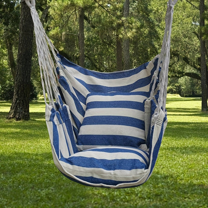 Outdoor Hammock Chair-Canvas Leisure Swing Hanging Chair With Pillow And Cushion