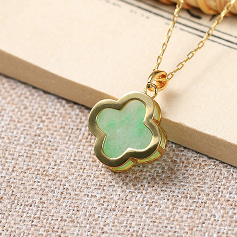 Four Leaf Clover Jade Pattern Luck Necklace Pendant