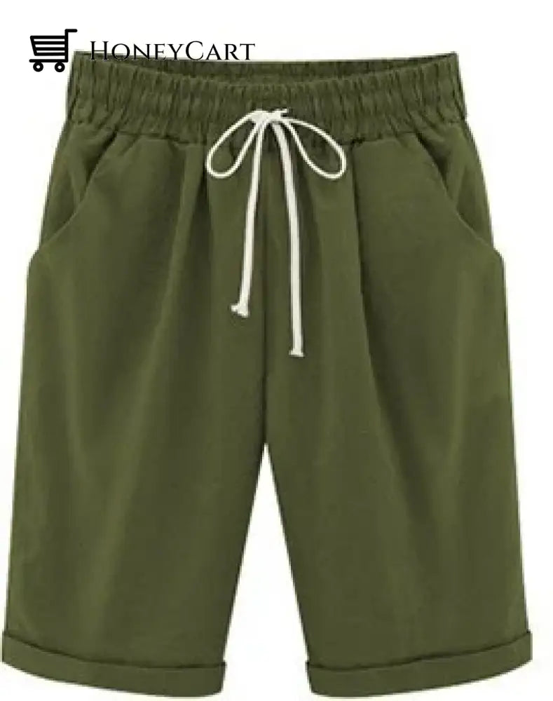 Elastic Waist Casual Comfy Summer Shorts Army Green / M Tool