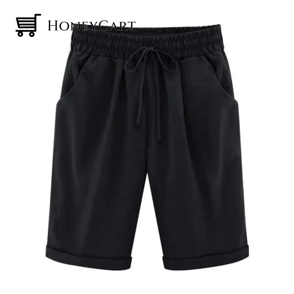 Elastic Waist Casual Comfy Summer Shorts Black / M Tool