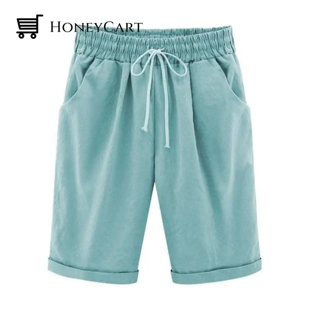 Elastic Waist Casual Comfy Summer Shorts Light Blue / M Tool