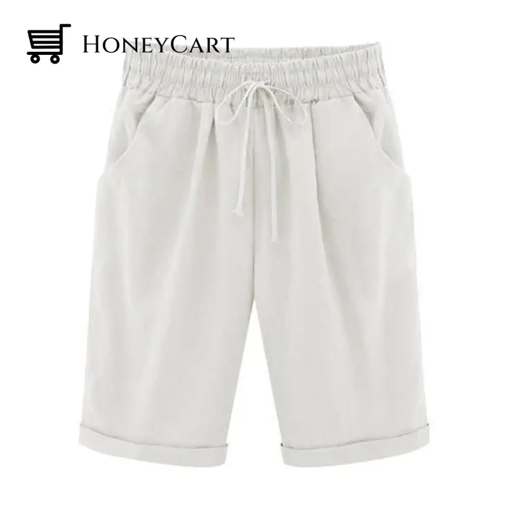 Elastic Waist Casual Comfy Summer Shorts White / L Tool