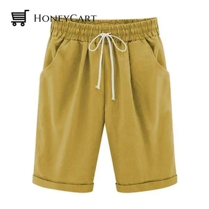 Elastic Waist Casual Comfy Summer Shorts Yellow / M Tool
