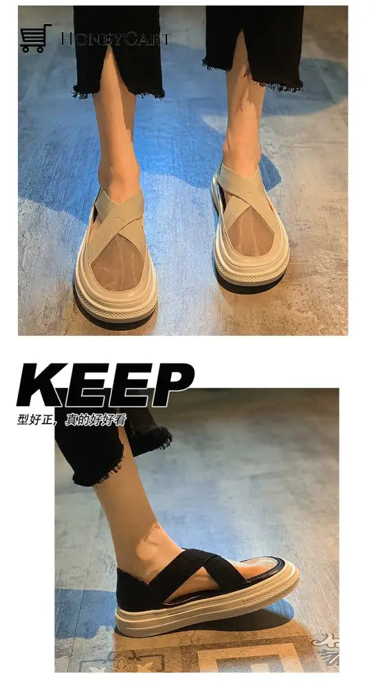 Elasticity Casual Gauze Loafer Sandals