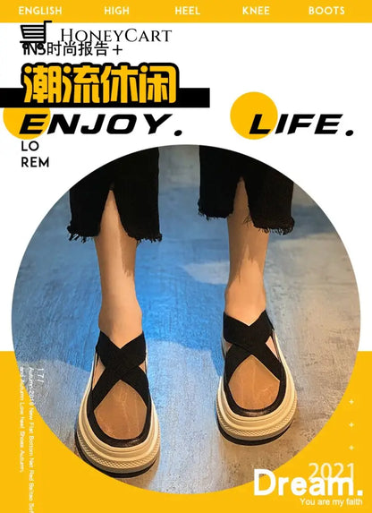 Elasticity Casual Gauze Loafer Sandals