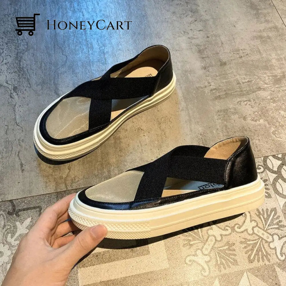 Elasticity Casual Gauze Loafer Sandals Black / 5