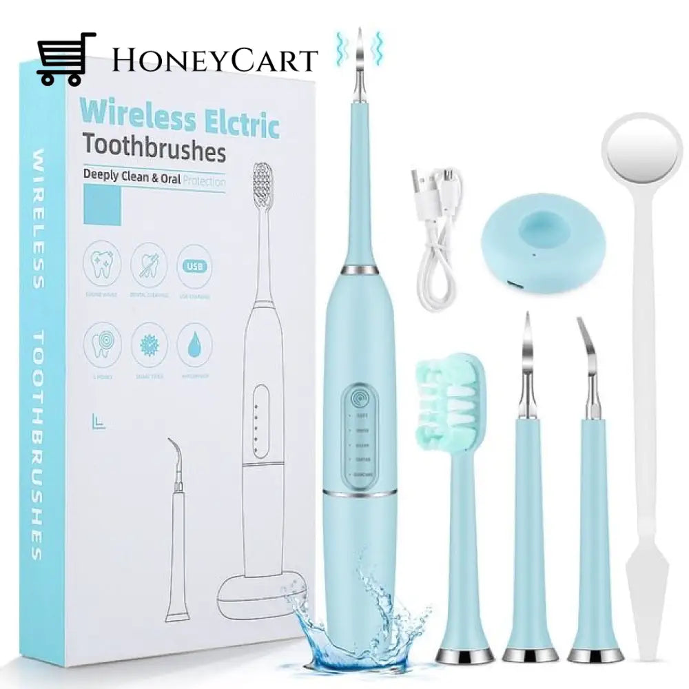 Electric Tooth Cleaner - Remove Tartar Scaler Teeth Tool Blue Beauty And Personal Care