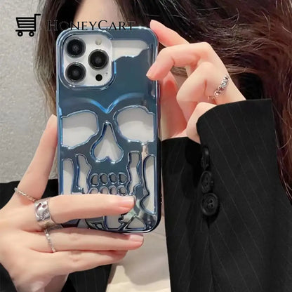 Electroplated Hollow Skull Phone Case For Iphone