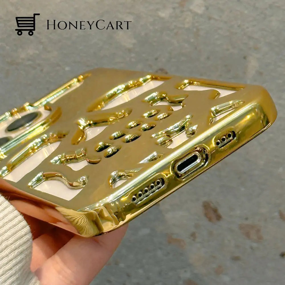 Electroplated Hollow Skull Phone Case For Iphone